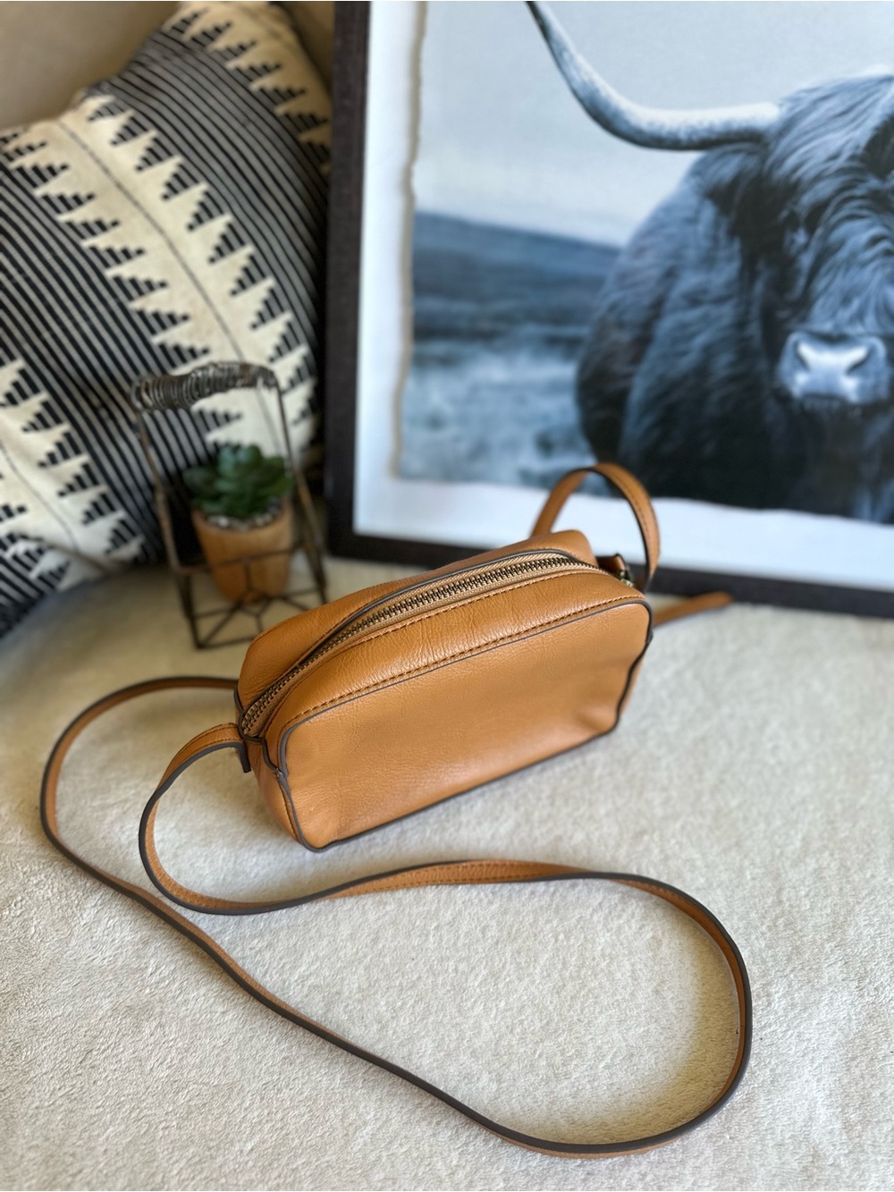 GAP Cognac Leather Crossbody Bag